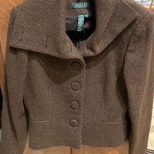 Never-worn Lauren Ralph Lauren Petite brown tweed jacket